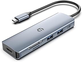 USB C Hub, oditton 6 in 1 Multiport Adapter, 4K HDMI, 100W PD, 3 x USB 3.0, SD/TF Card Reader for La